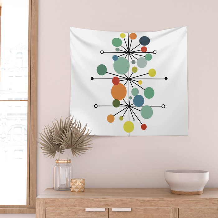 Atomic Age Nuclear Abstract Motif â Mid Century Modern Pattern Wall Tapestry Gallery Image 2