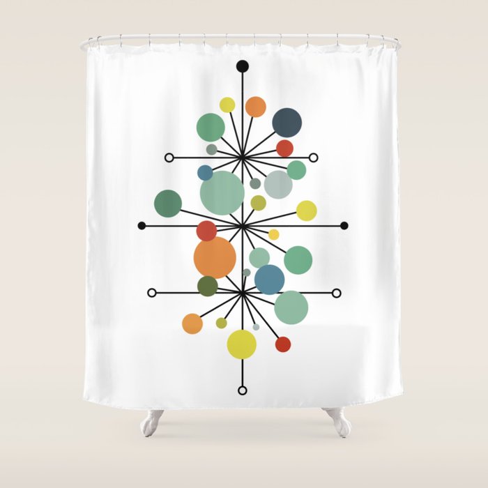 Atomic Age Nuclear Abstract Motif â Mid Century Modern Pattern Shower Curtain Gallery Image 1