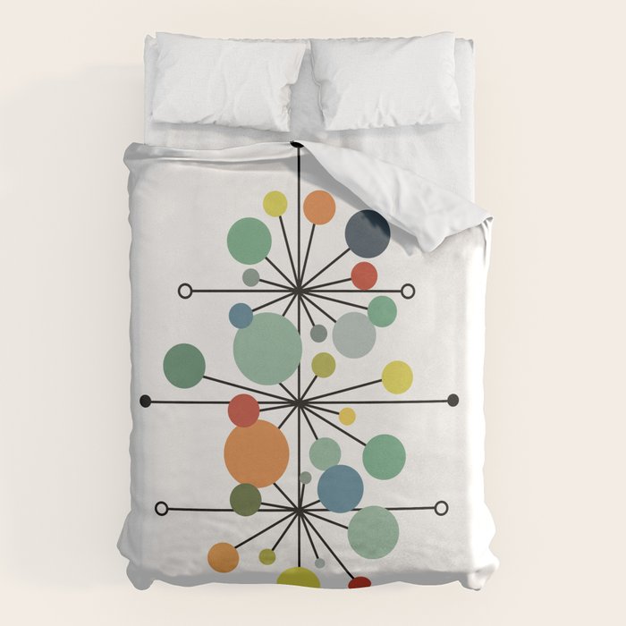 Atomic Age Nuclear Abstract Motif â Mid Century Modern Pattern Duvet Cover Gallery Image 1