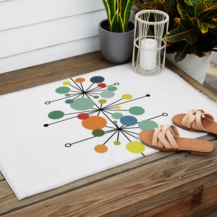 Atomic Age Nuclear Abstract Motif â Mid Century Modern Pattern Outdoor Rug Gallery Image 2