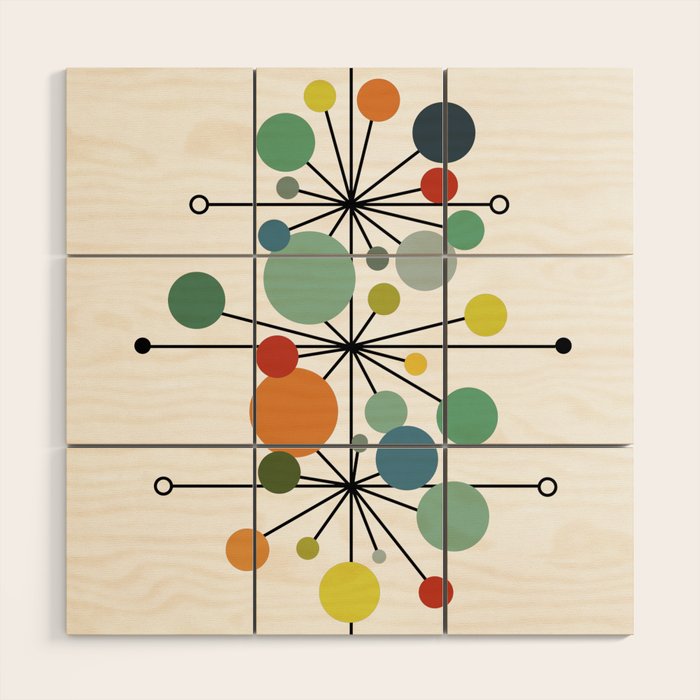 Atomic Age Nuclear Abstract Motif â Mid Century Modern Pattern Wood Wall Art Gallery Image 1