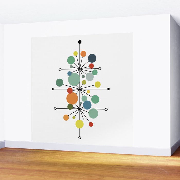 Atomic Age Nuclear Abstract Motif â Mid Century Modern Pattern Wall Mural Gallery Image 2
