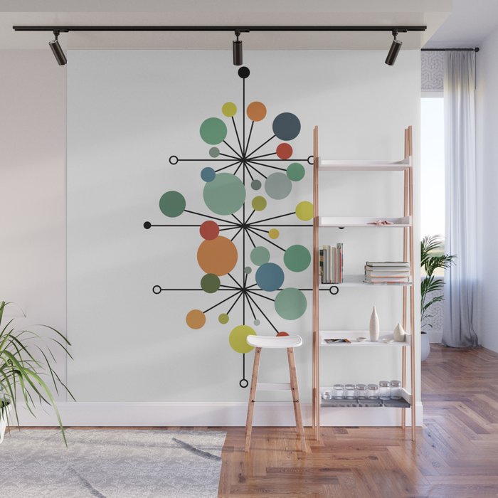 Atomic Age Nuclear Abstract Motif â Mid Century Modern Pattern Wall Mural Gallery Image 1