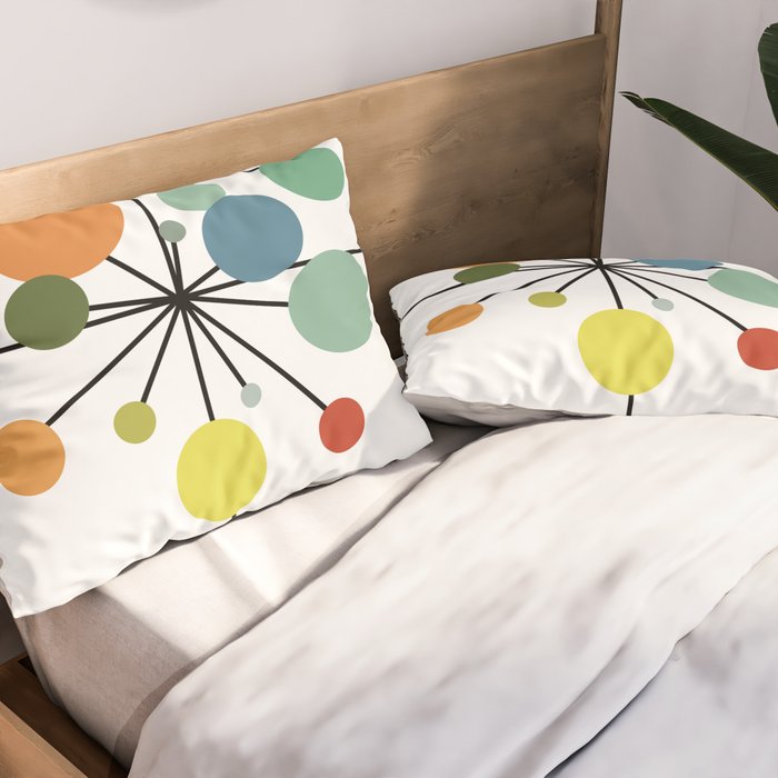 Atomic Age Nuclear Abstract Motif â Mid Century Modern Pattern Pillow Sham Gallery Image 2