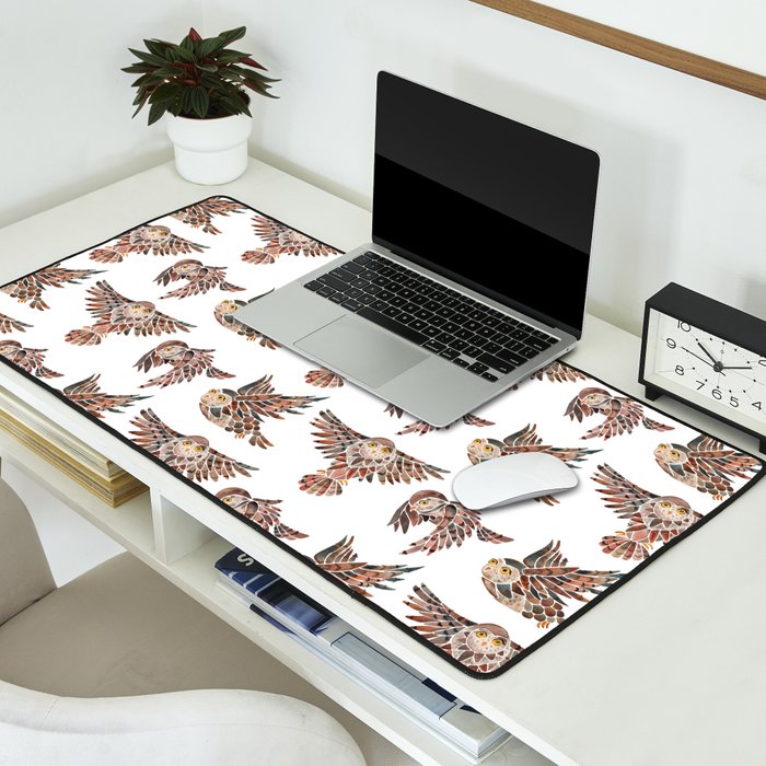 Owls in Flight - Brown Palette Desk Mat Gallery Image 2