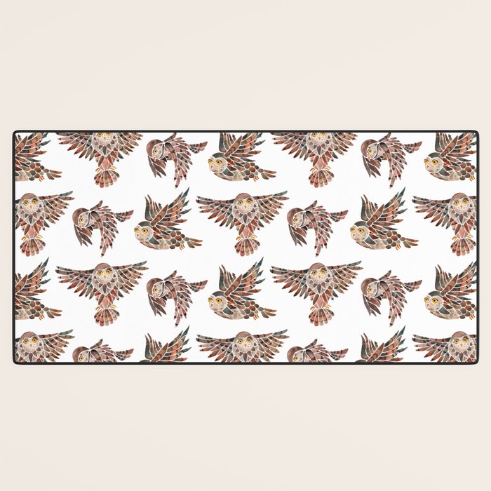 Owls in Flight - Brown Palette Desk Mat Gallery Image 3