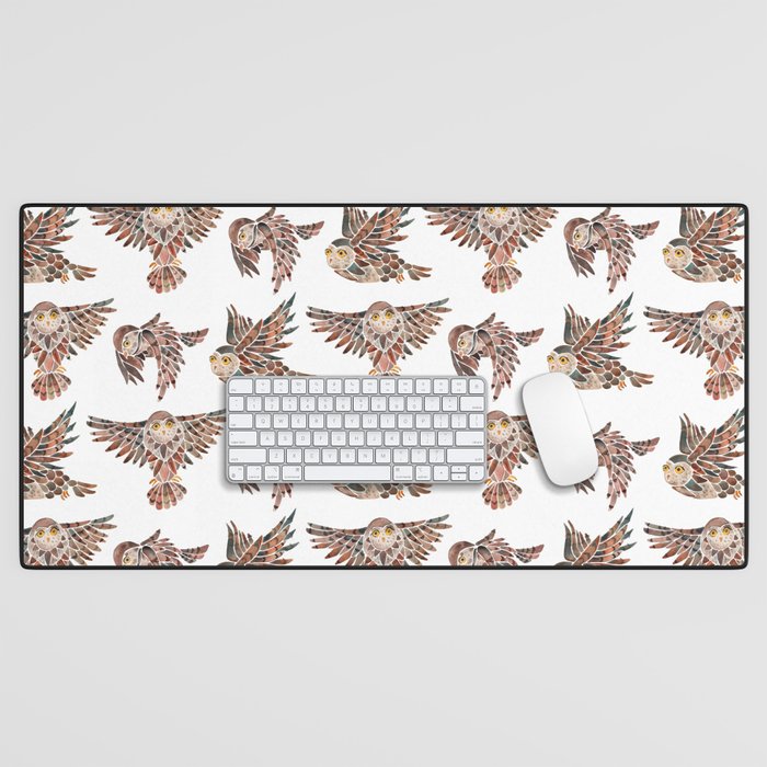 Owls in Flight - Brown Palette Desk Mat Gallery Image 1