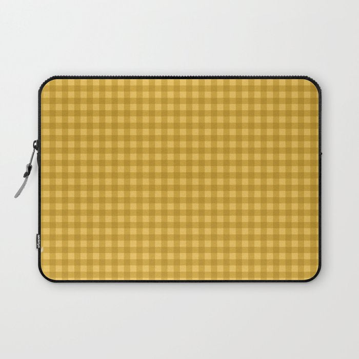 Gingham Plaid Pattern - Earthy Ochre Laptop Sleeve Gallery Image 1