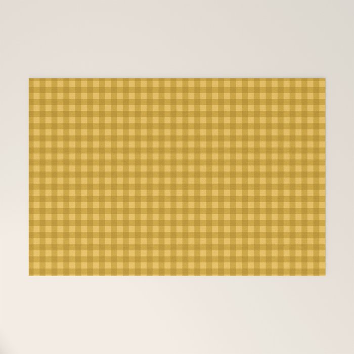 Gingham Plaid Pattern - Earthy Ochre Welcome Mat Gallery Image 1