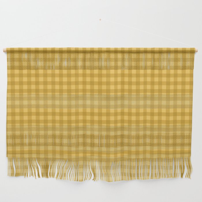 Gingham Plaid Pattern - Earthy Ochre Wall Hanging Gallery Image 1