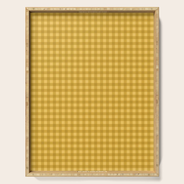 Gingham Plaid Pattern - Earthy Ochre Serving Tray Gallery Image 1