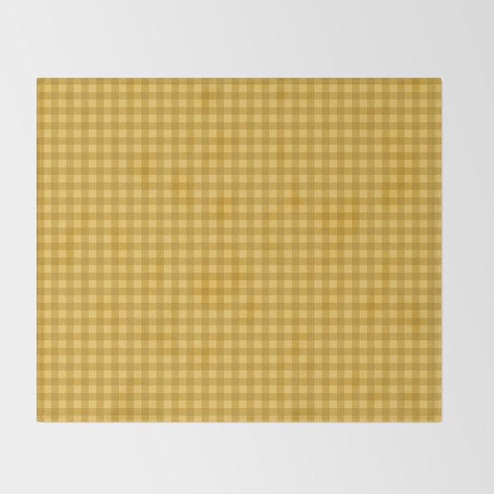Gingham Plaid Pattern - Earthy Ochre Throw Blanket Gallery Image 2