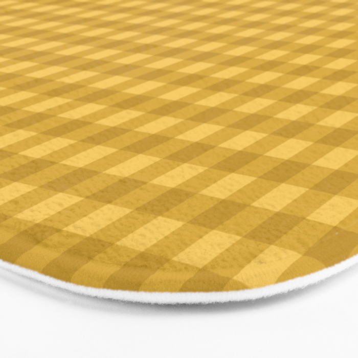 Gingham Plaid Pattern - Earthy Ochre Bath Mat Gallery Image 3