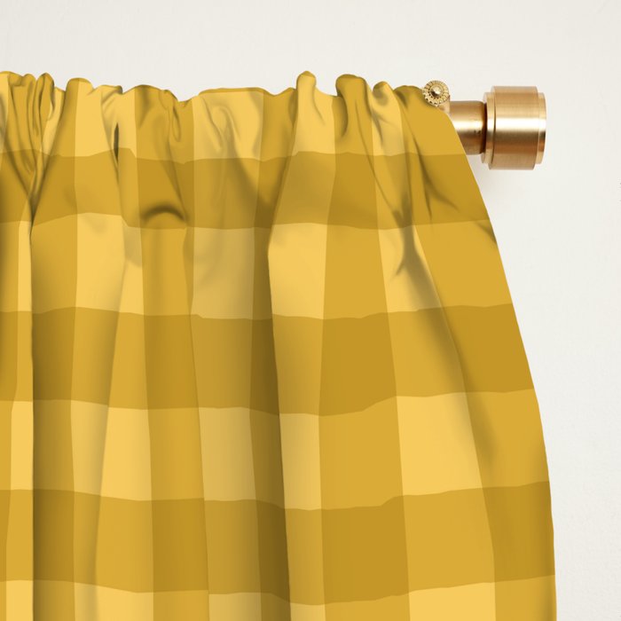 Gingham Plaid Pattern - Earthy Ochre Window Curtain Gallery Image 2