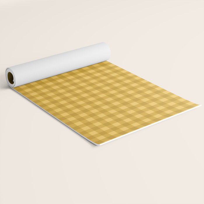 Gingham Plaid Pattern - Earthy Ochre Yoga Mat Gallery Image 2