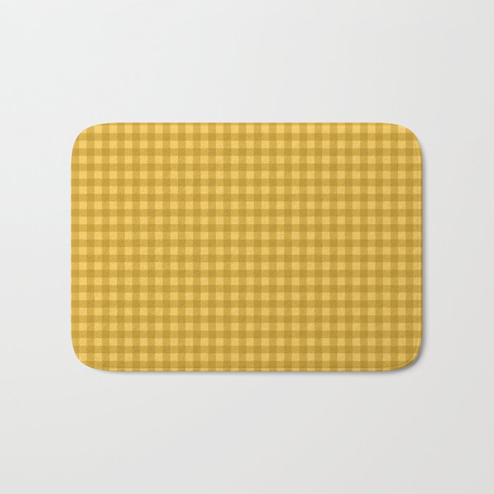 Gingham Plaid Pattern - Earthy Ochre Bath Mat Gallery Image 1