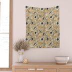 Sunflowers - black and ochre on cream Wall Tapestry Gallery Image 2