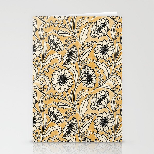 Sunflowers - black and ochre on cream Stationery Card Gallery Image 2