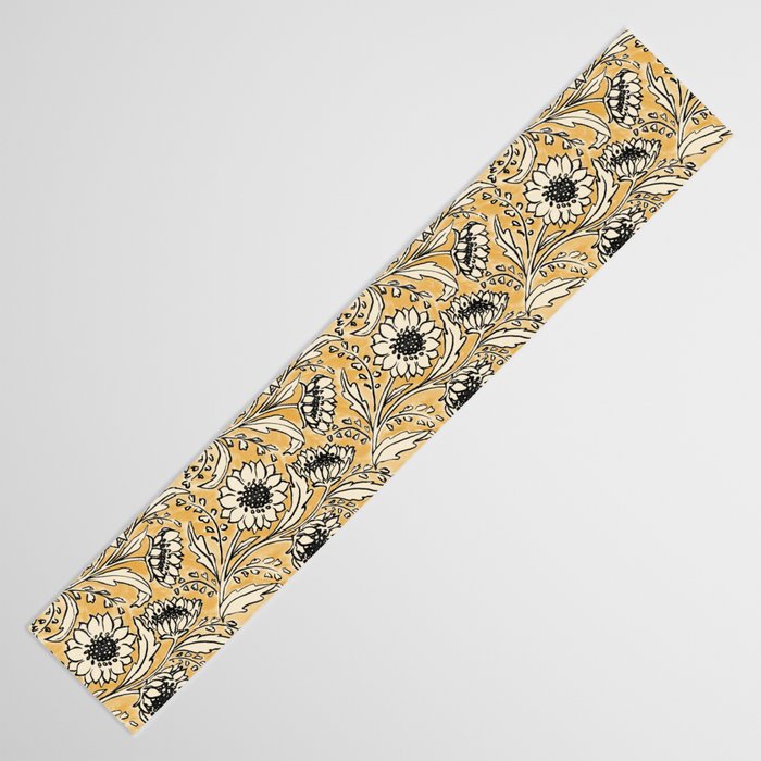 Sunflowers - black and ochre on cream Table Runner Gallery Image 3