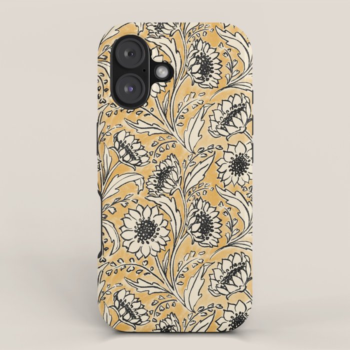 Sunflowers - black and ochre on cream iPhone Case Gallery Image 1