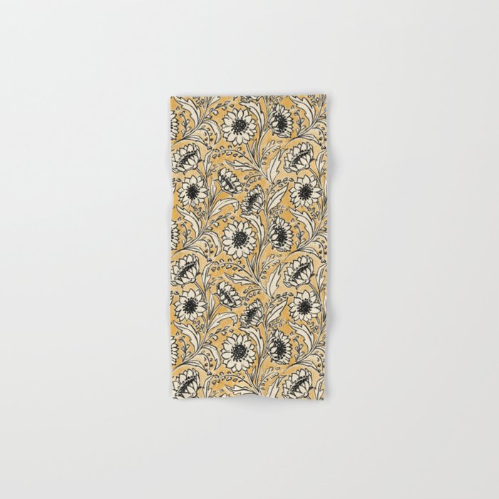 Sunflowers - black and ochre on cream Bath Towel Gallery Image 1