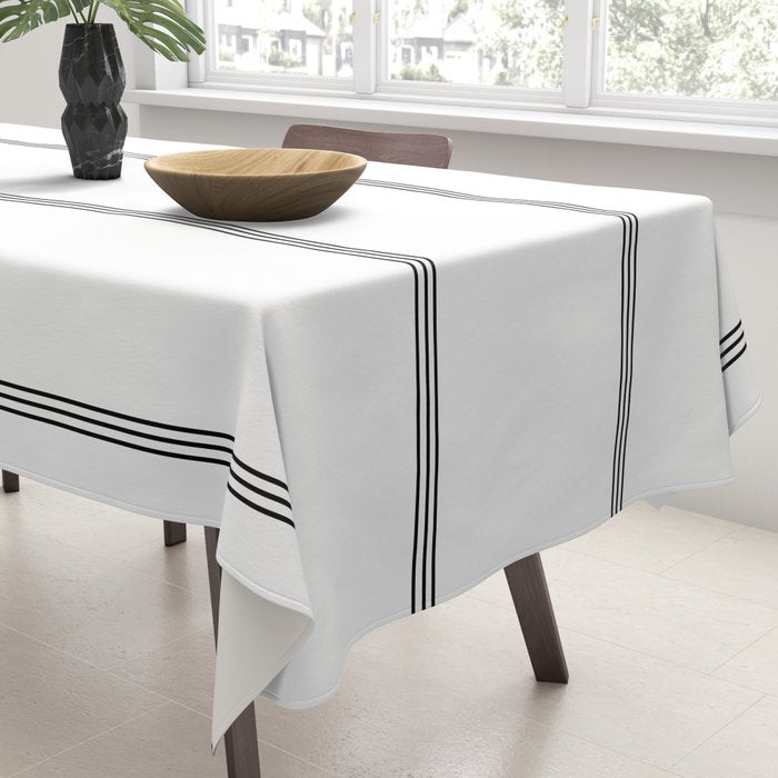 Minimal Black White Stripe Glam #2 #lines #decor #art #society6 Tablecloth Gallery Image 3