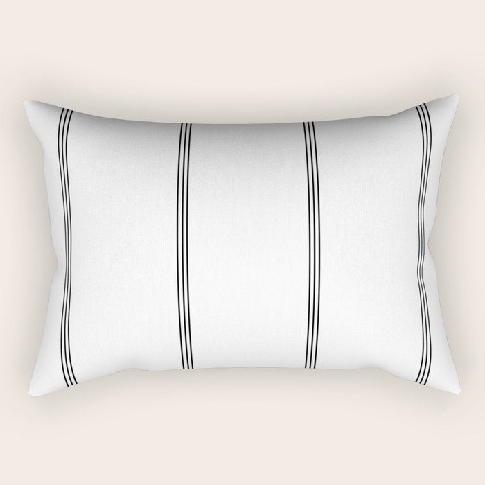 Minimal Black White Stripe Glam #2 #lines #decor #art #society6 Rectangular Pillow Gallery Image 2