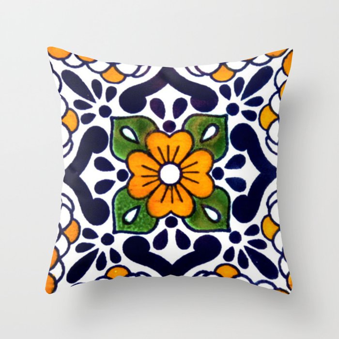 talavera mexican tile Throw Pillow Gallery Image 1