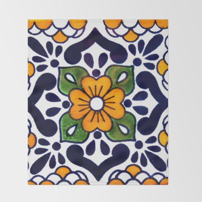 talavera mexican tile Throw Blanket Gallery Image 2