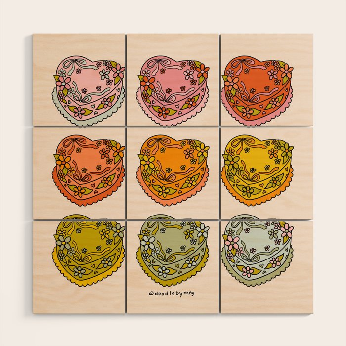 Rainbow Heart Cakes Wood Wall Art Gallery Image 1