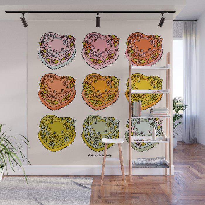 Rainbow Heart Cakes Wall Mural Gallery Image 1