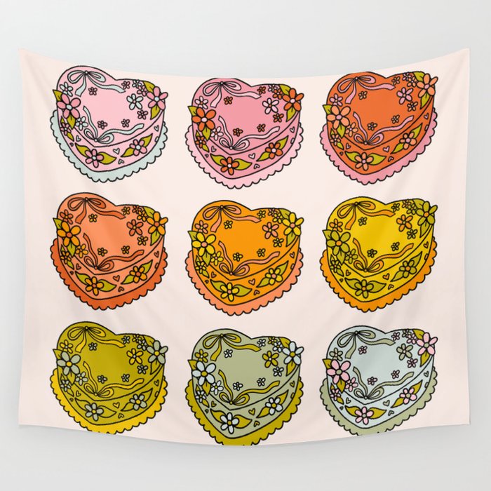 Rainbow Heart Cakes Wall Tapestry Gallery Image 4