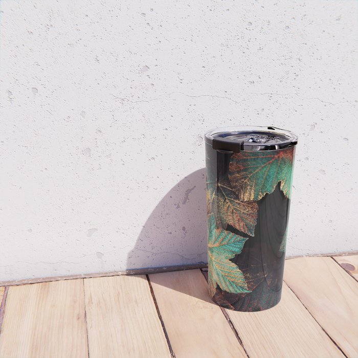 Copper And Teal Leaves Travel Mug Gallery Image 4