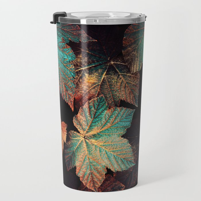 Copper And Teal Leaves Travel Mug Gallery Image 3