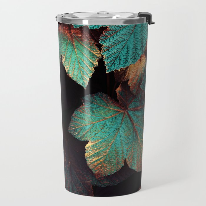 Copper And Teal Leaves Travel Mug Gallery Image 2