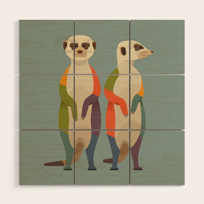 Meerkats Wood Wall Art Gallery Image 1