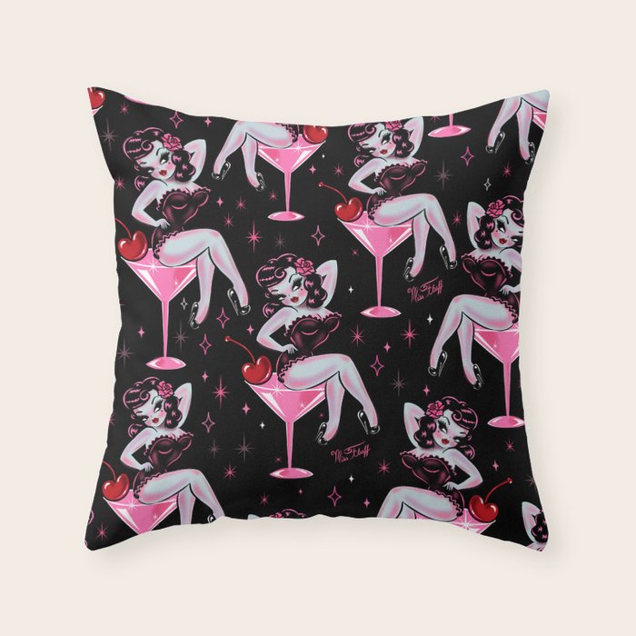Cherry Martini Girl Throw Pillow Gallery Image 6