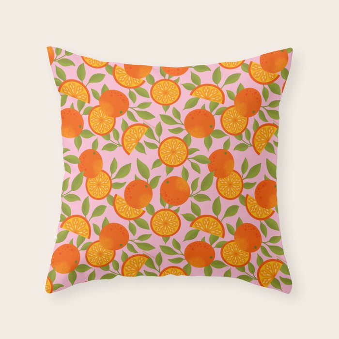 Orange Pattern - Amalfi Coast Cocktails Throw Pillow Gallery Image 6