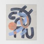 Midcentury Modern Minimalist Funky Cool Tribal Pattern Paynes Grey Pastel Blue Tan Shapes by Ejaaz Haniff Throw Blanket Gallery Image 2