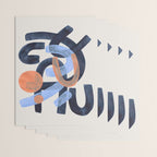 Midcentury Modern Minimalist Funky Cool Tribal Pattern Paynes Grey Pastel Blue Tan Shapes by Ejaaz Haniff Wrapping Paper Gallery Image 3