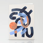 Midcentury Modern Minimalist Funky Cool Tribal Pattern Paynes Grey Pastel Blue Tan Shapes by Ejaaz Haniff Stationery Card Gallery Image 2