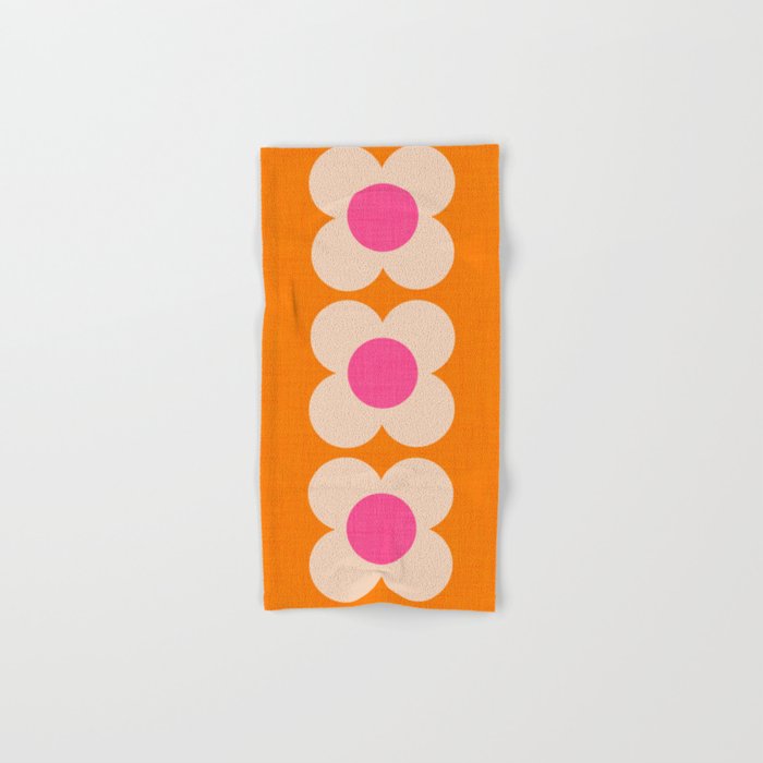 Retro Blossom - orange pink Bath Towel Gallery Image 1