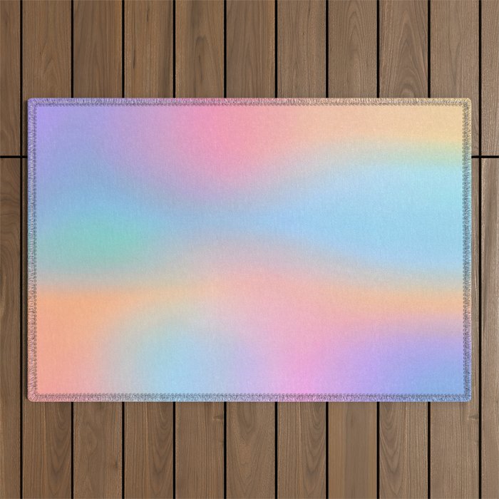 Iridescent Series 01, Pastel Gradient Holograph Energy, Aura Spiritual Vibrant Minimal, Abstract Aesthetic Bohemian Outdoor Rug