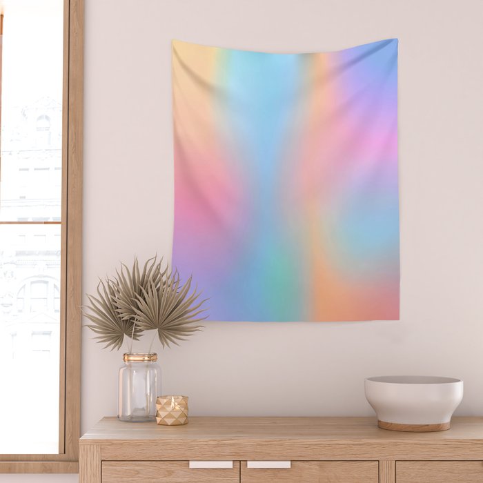 Iridescent Series 01, Pastel Gradient Holograph Energy, Aura Spiritual Vibrant Minimal, Abstract Aesthetic Bohemian Wall Tapestry Gallery Image 2