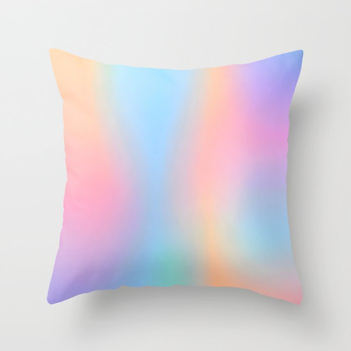 Iridescent Series 01, Pastel Gradient Holograph Energy, Aura Spiritual Vibrant Minimal, Abstract Aesthetic Bohemian Throw Pillow Gallery Image 1