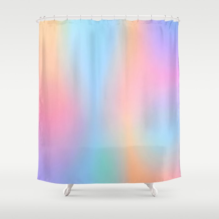 Iridescent Series 01, Pastel Gradient Holograph Energy, Aura Spiritual Vibrant Minimal, Abstract Aesthetic Bohemian Shower Curtain Gallery Image 1