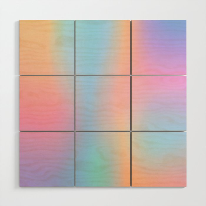 Iridescent Series 01, Pastel Gradient Holograph Energy, Aura Spiritual Vibrant Minimal, Abstract Aesthetic Bohemian Wood Wall Art Gallery Image 1