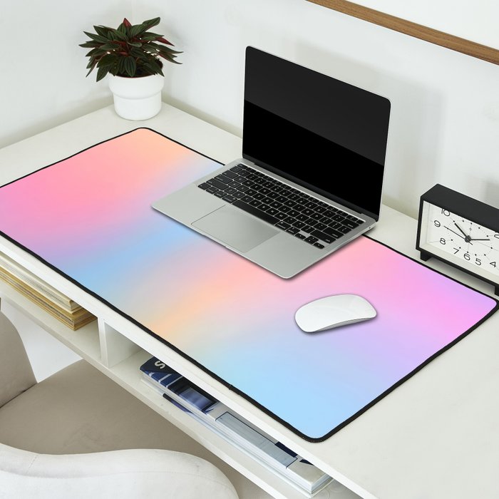 Iridescent Series 01, Pastel Gradient Holograph Energy, Aura Spiritual Vibrant Minimal, Abstract Aesthetic Bohemian Desk Mat Gallery Image 2