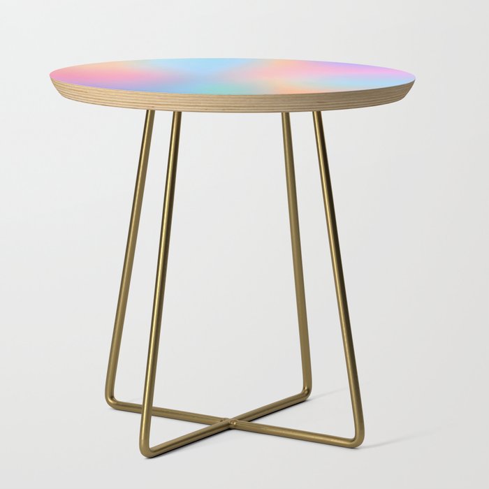 Iridescent Series 01, Pastel Gradient Holograph Energy, Aura Spiritual Vibrant Minimal, Abstract Aesthetic Bohemian Side Table Gallery Image 1