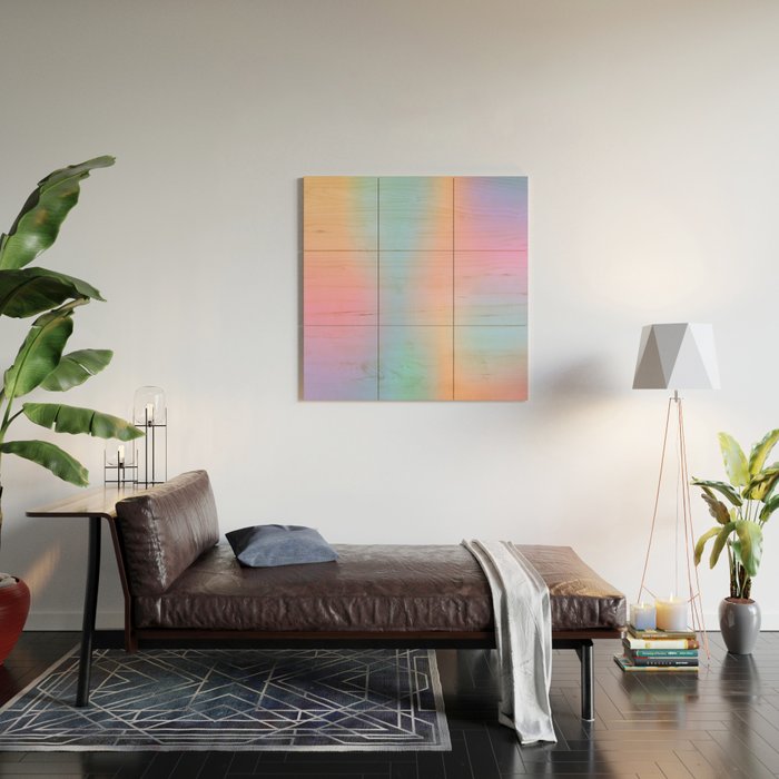 Iridescent Series 01, Pastel Gradient Holograph Energy, Aura Spiritual Vibrant Minimal, Abstract Aesthetic Bohemian Wood Wall Art Gallery Image 2